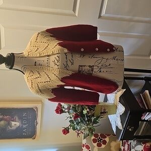 Vintage Red and Cream Button-Up Chevron Patterned Sweater